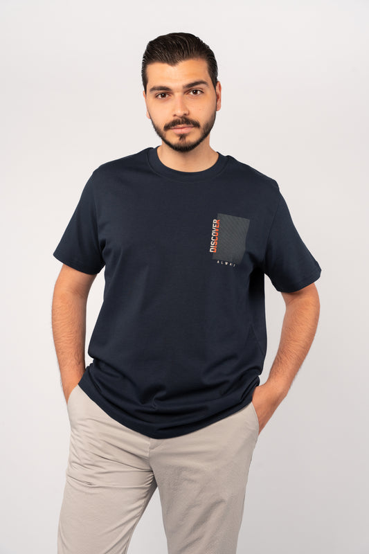 NAVY DISCOVER THICK RELAXED TSHIRT