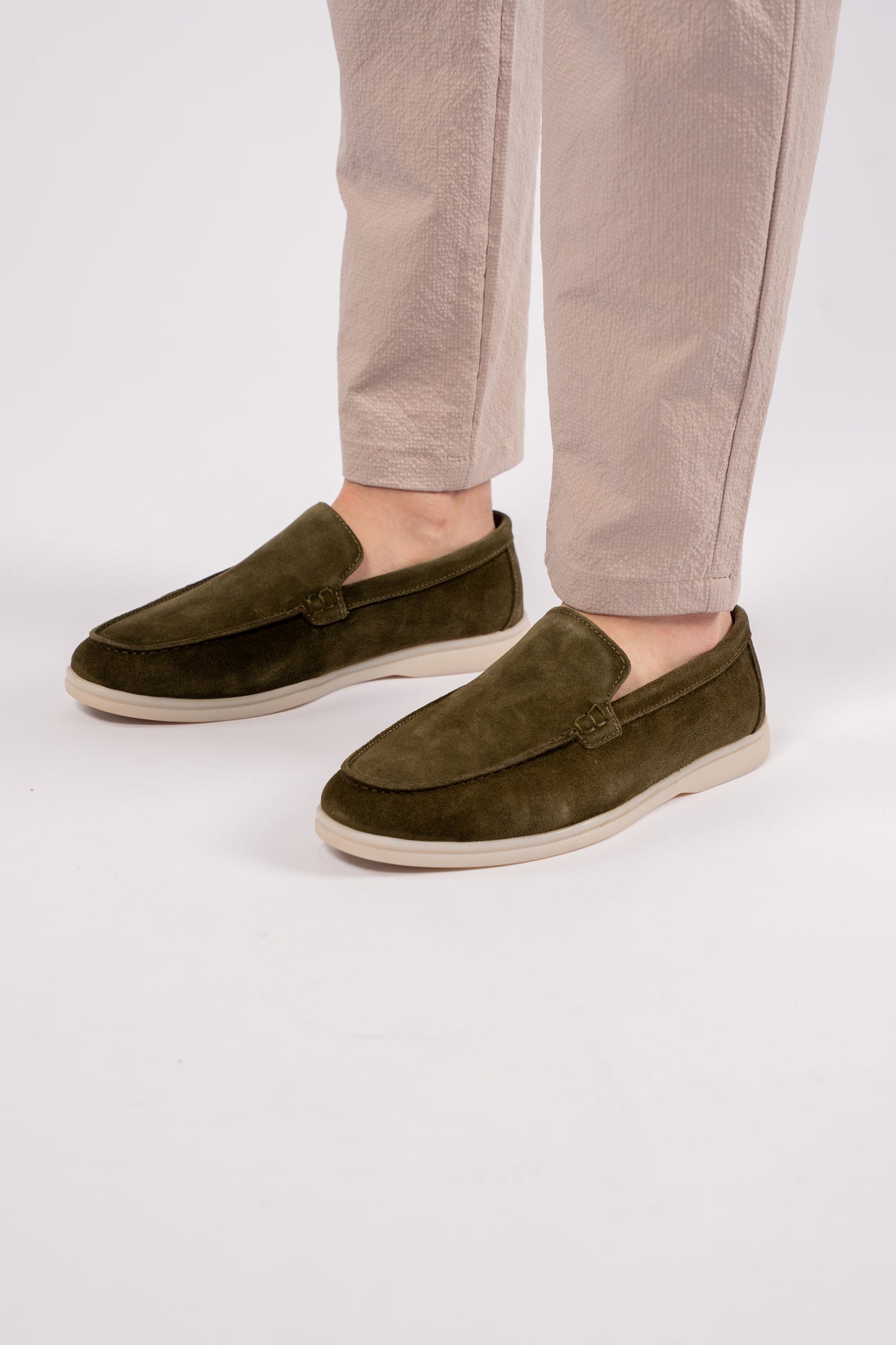 OLIVE SUEDE LOAFER