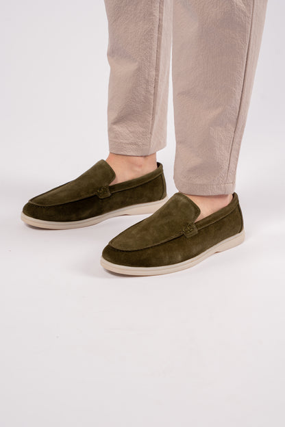 OLIVE SUEDE LOAFER