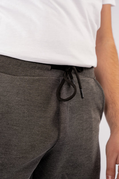 DARK GREY PIQUET COTTON SHORT