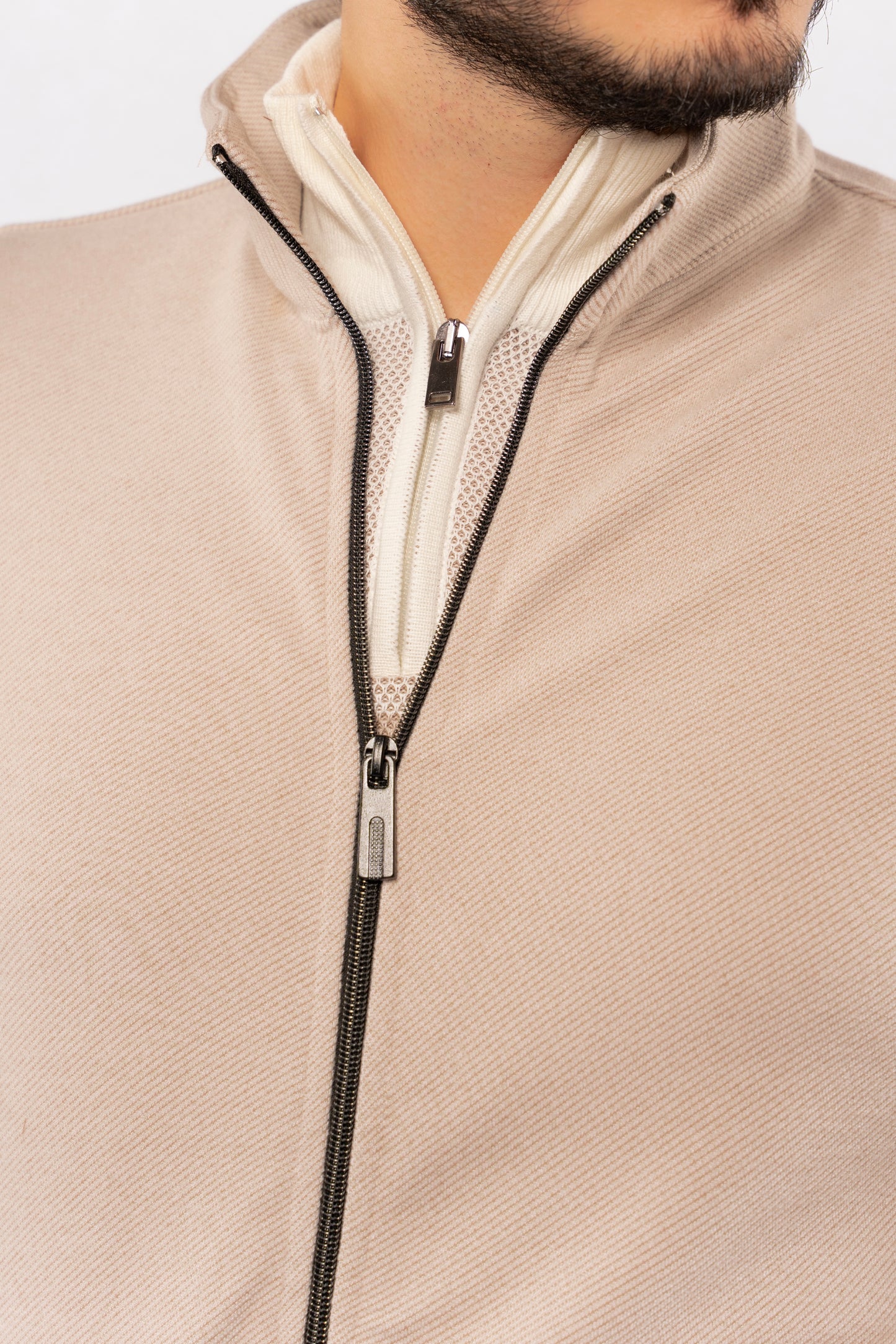 BEIGE SELANIK ZIPPER JACKET