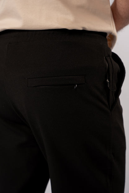 BLACK PIQUET COTTON SHORT
