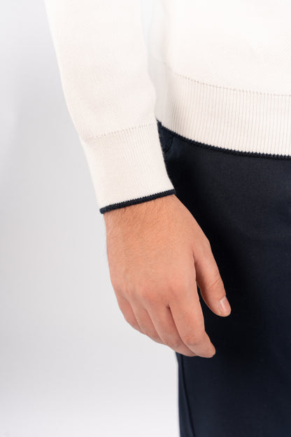 WHITE-NAVY LINE SWEATER