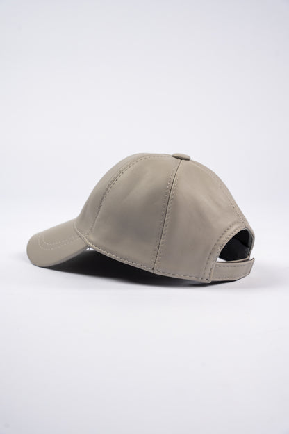 GREY LEATHER CAP