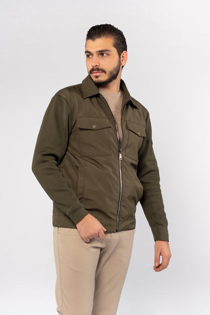OLIVE CASUAL QUILTED JACKET