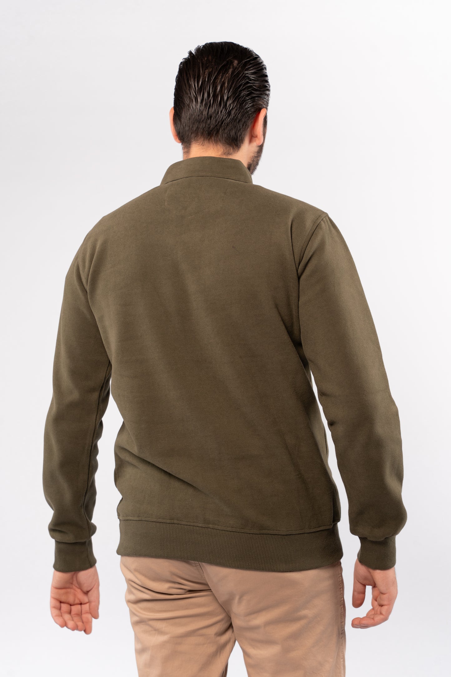 OLIVE BUTTON POLO SWEATER