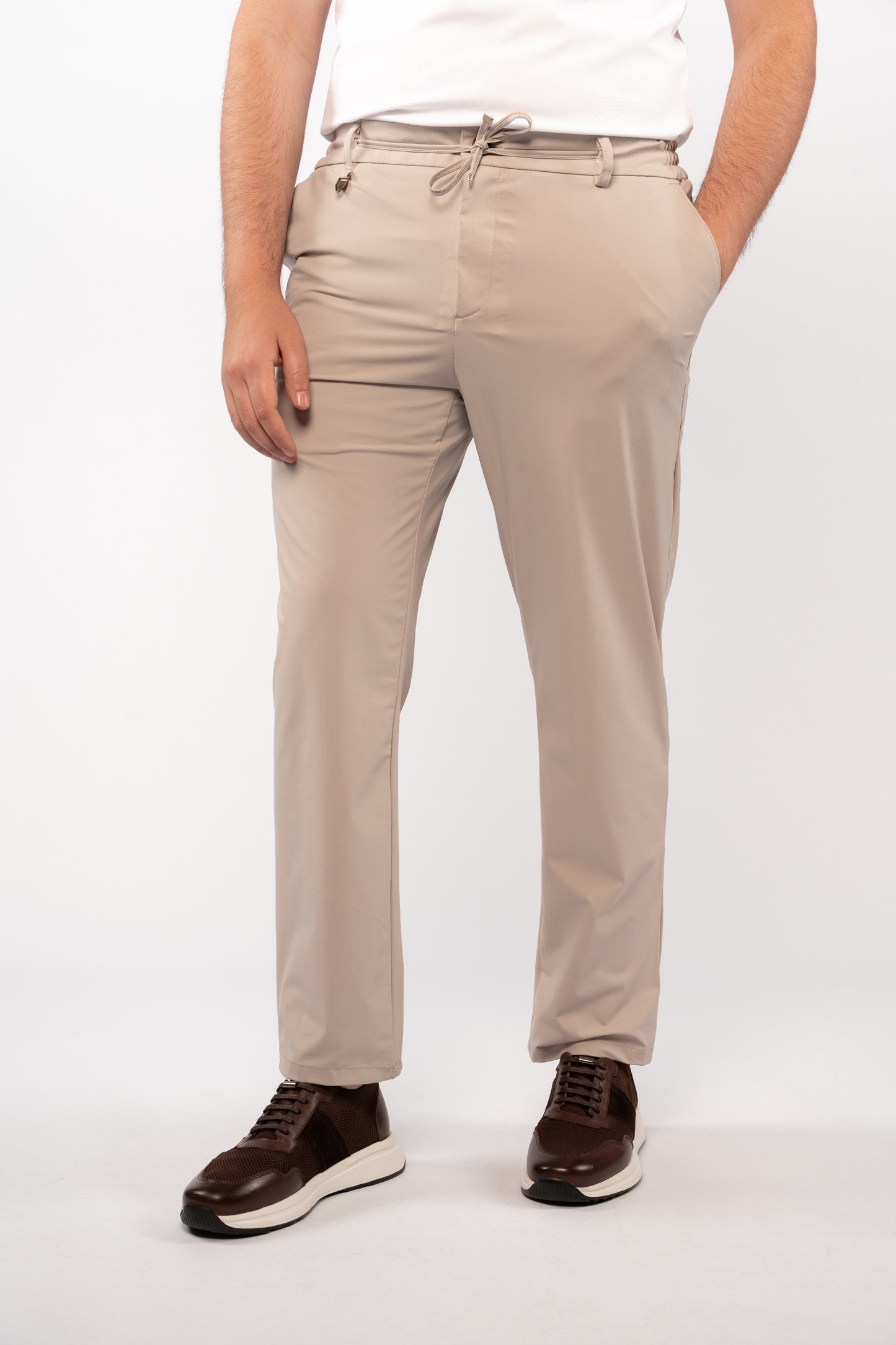 BEIGE SEMI CASUAL SPANDEX PANT