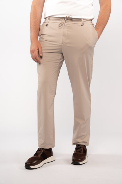 BEIGE SEMI CASUAL SPANDEX PANT