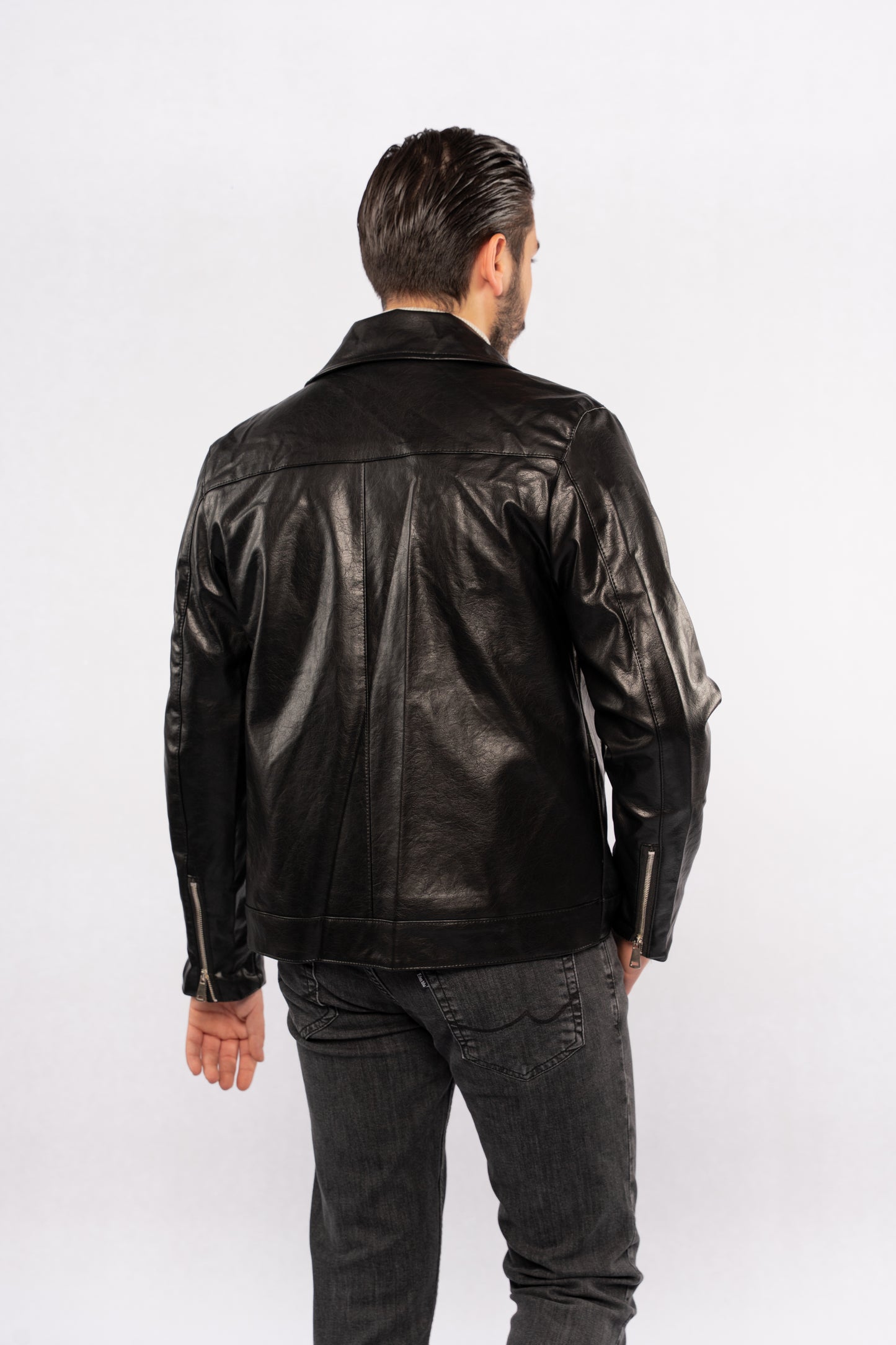 BLACK TRUCKER LEATHER JACKET