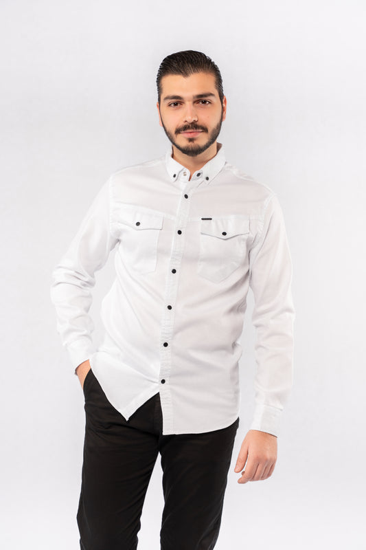 WHITE RELAXED TWO POCKET SHIRT
