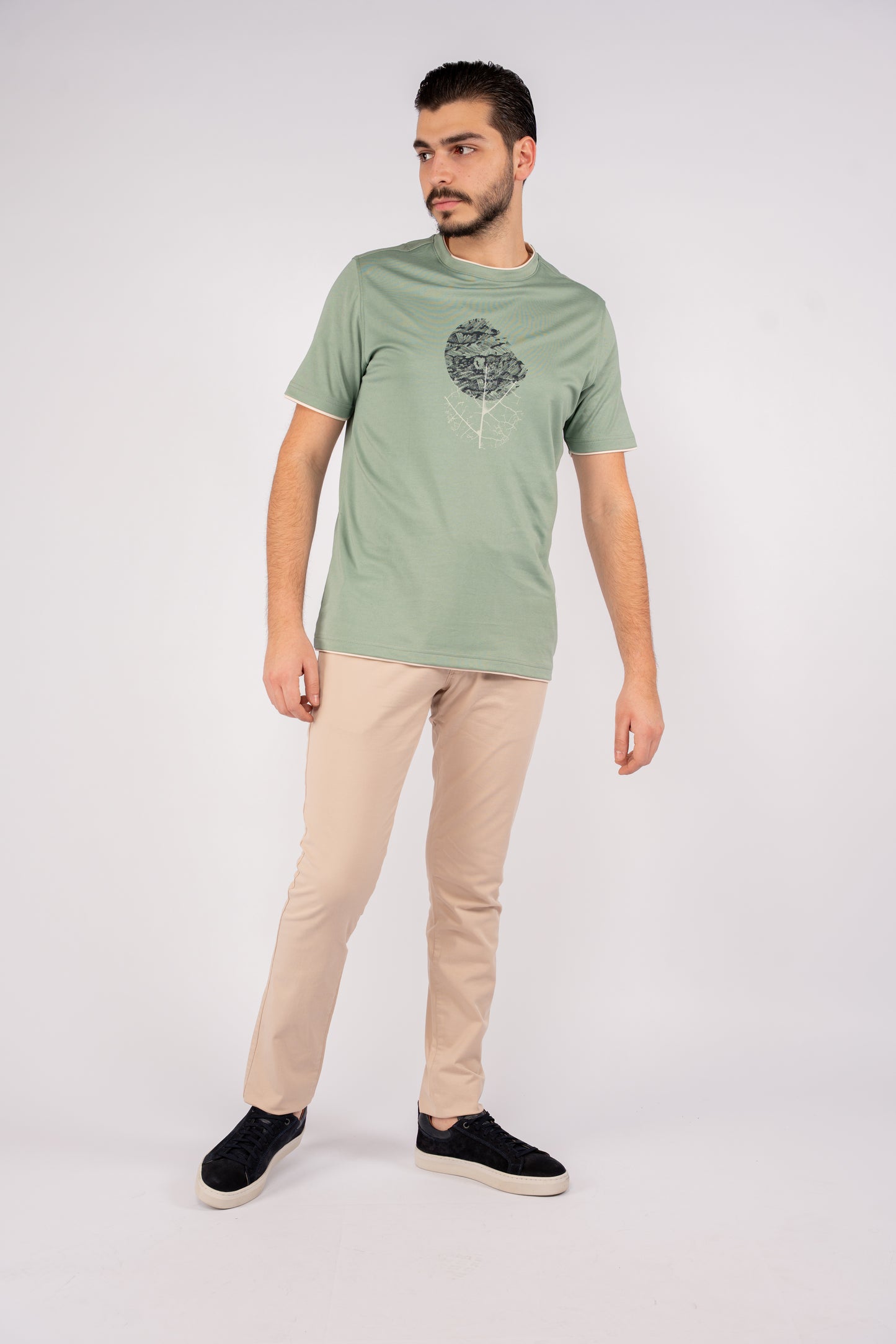 MINT DOUBLE NECKLINE MERCERIZED TSHIRT