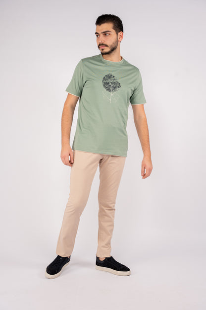 MINT DOUBLE NECKLINE MERCERIZED TSHIRT
