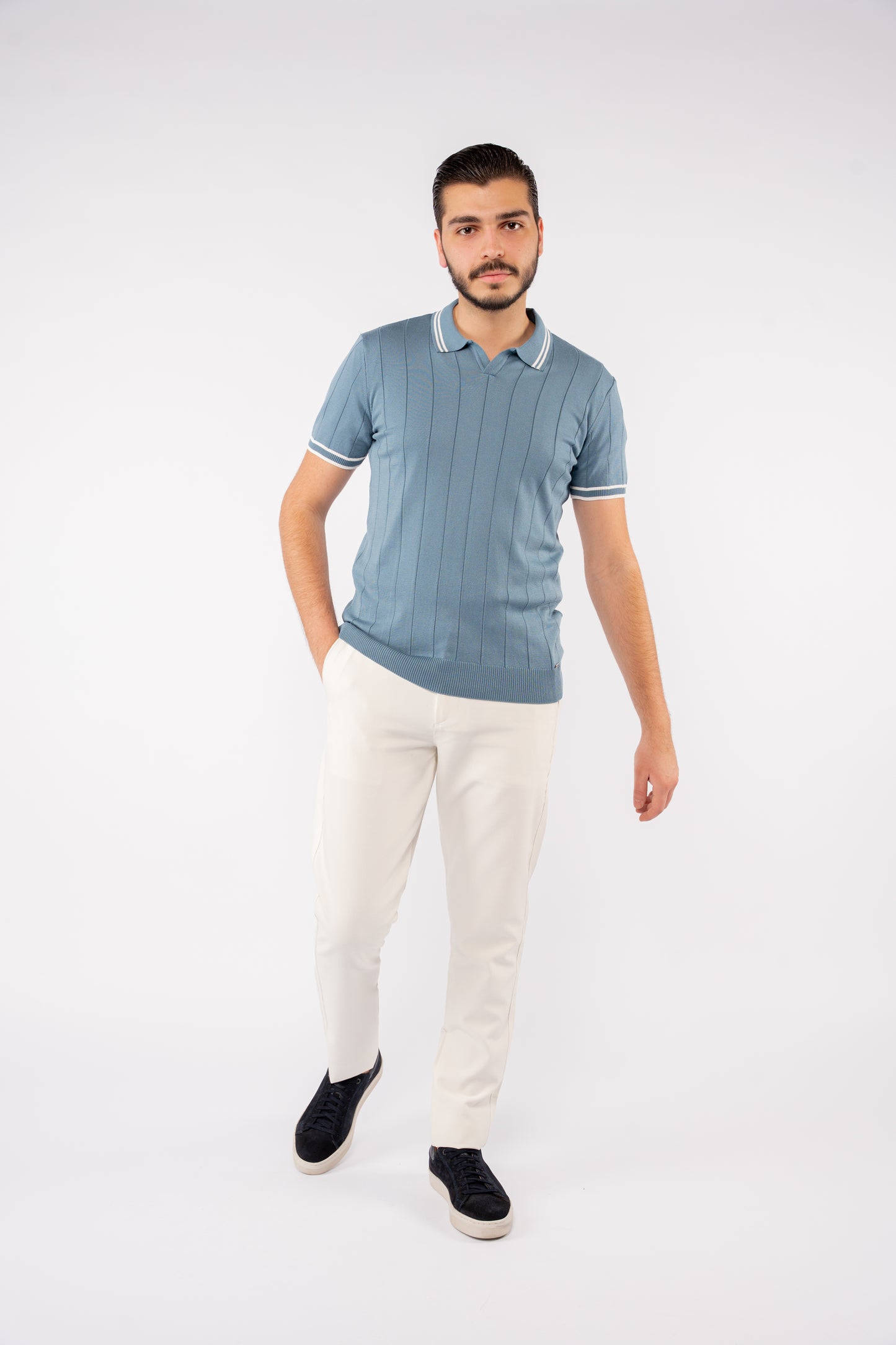 VNECK BLUE POLO