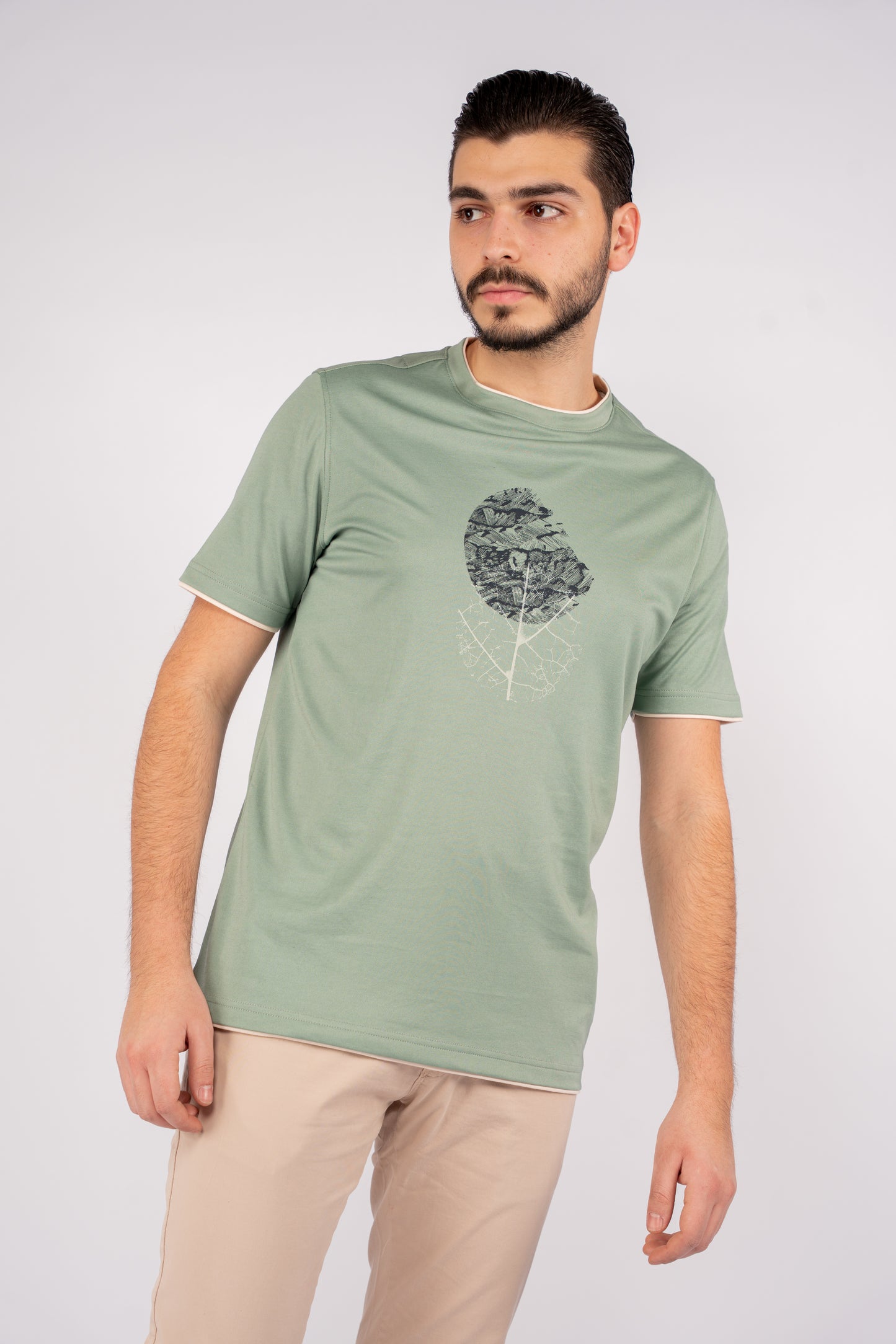 MINT DOUBLE NECKLINE MERCERIZED TSHIRT
