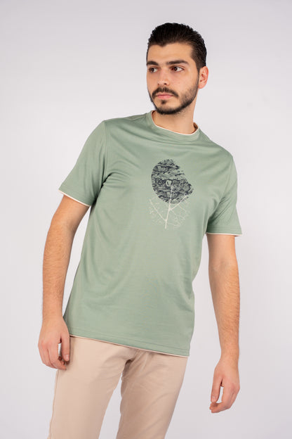 MINT DOUBLE NECKLINE MERCERIZED TSHIRT