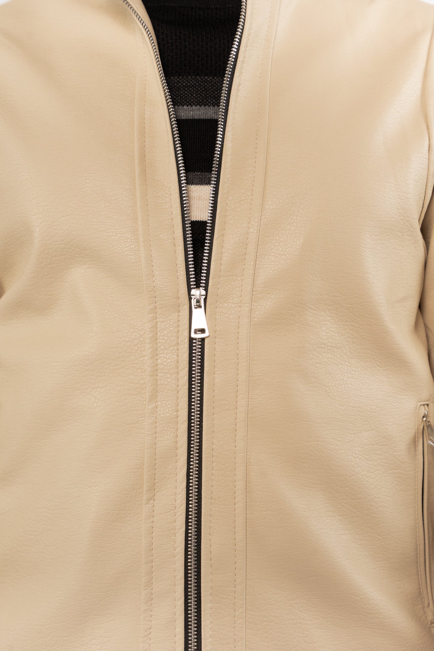 BEIGE TIMELESS LEATHER JACKET