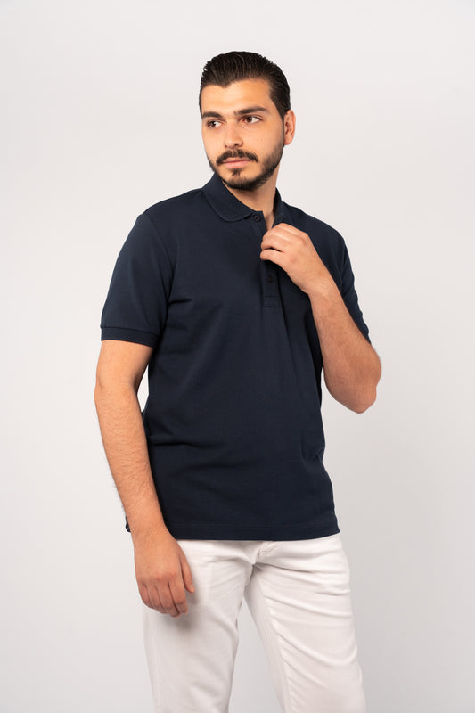NAVY CASUAL BUTTON POLO
