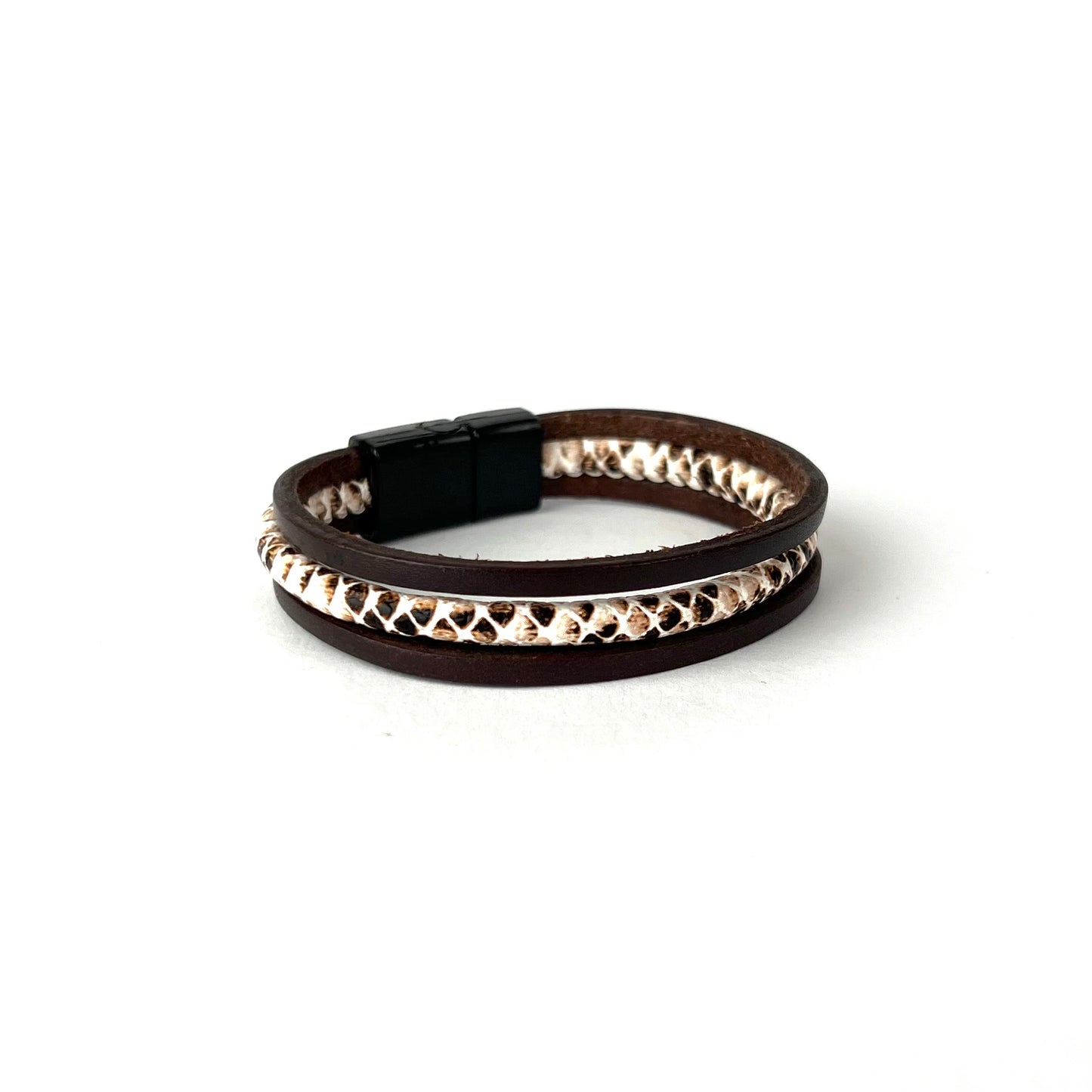 WHITE BROWN TRIPLE CORD BRACELET