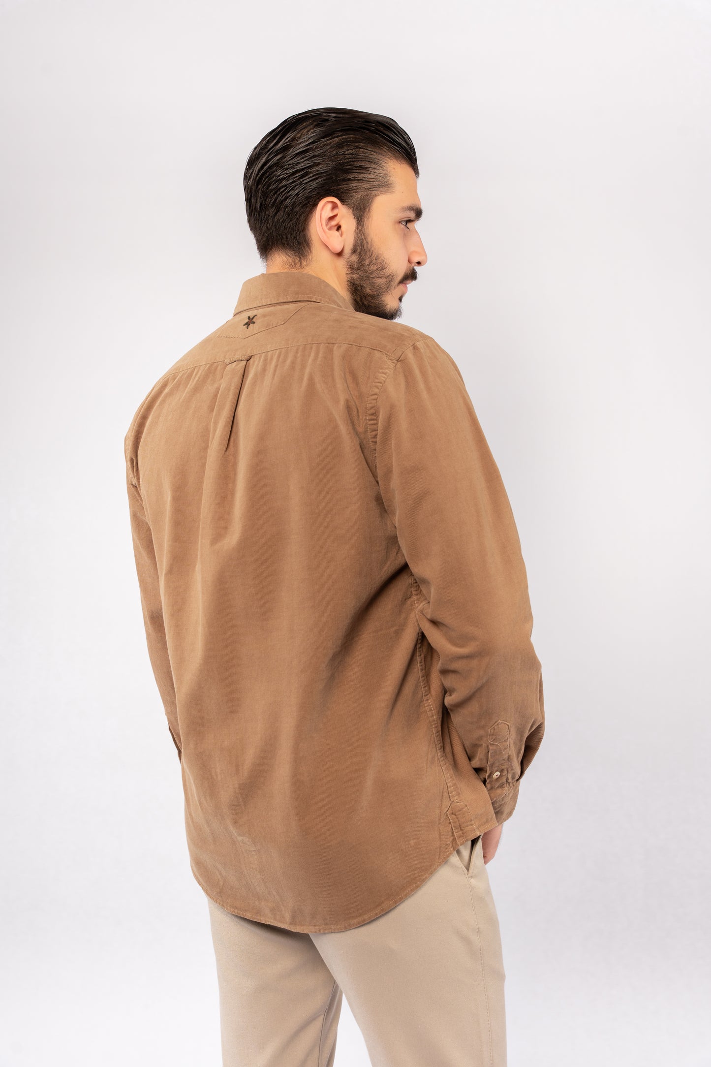 DARK BEIGE ELEGANCE VELVET SHIRT