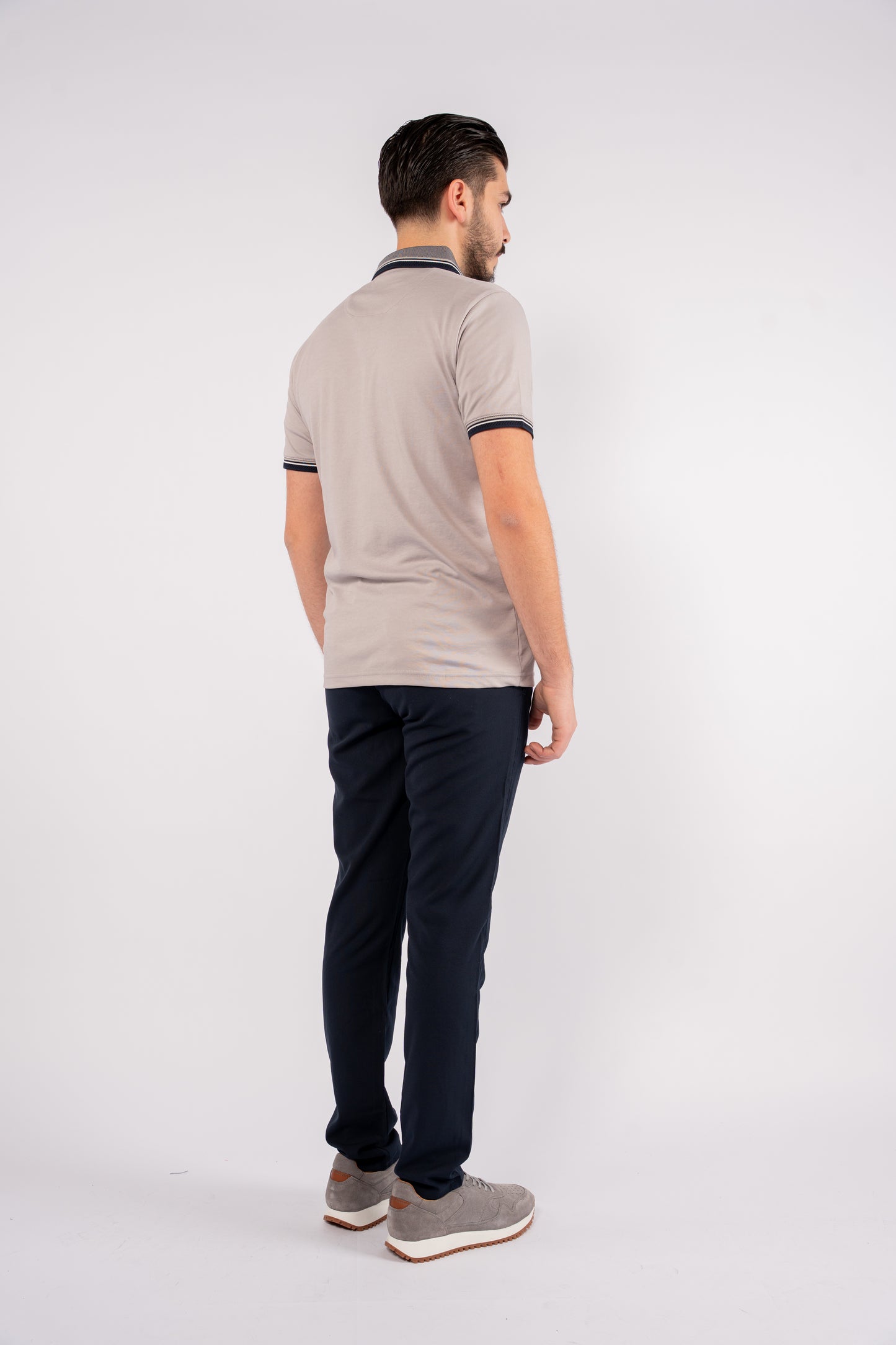 GREY MIXED COLLAR POLO
