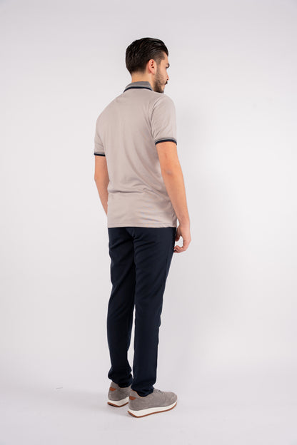 GREY MIXED COLLAR POLO
