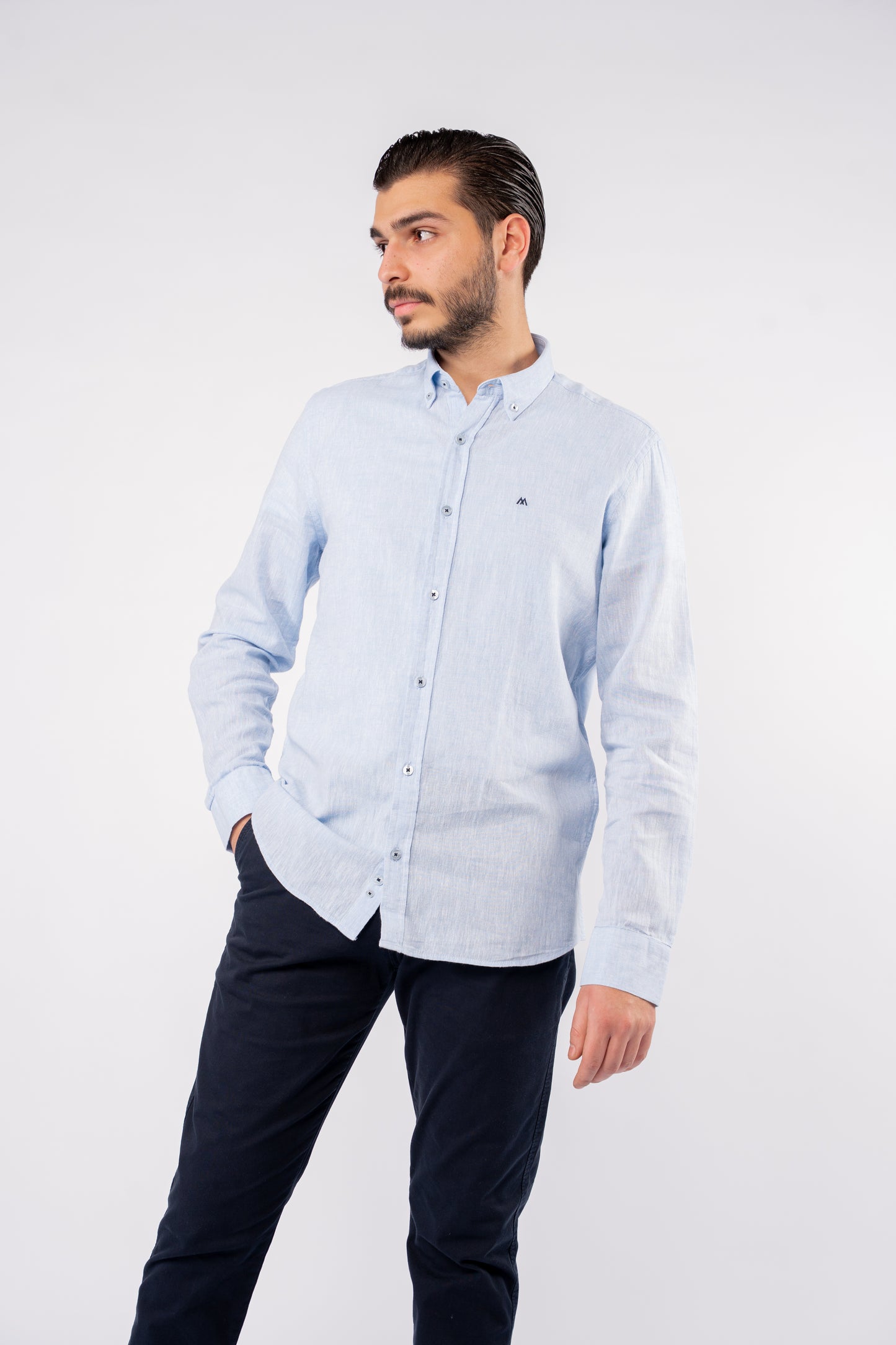 BLUE TIMELESS LINEN SHIRT
