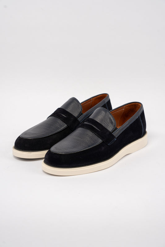 NAVY MIXED PENNY LOAFER