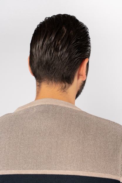 DARK BEIGE CASUAL KNITTED SWEATER