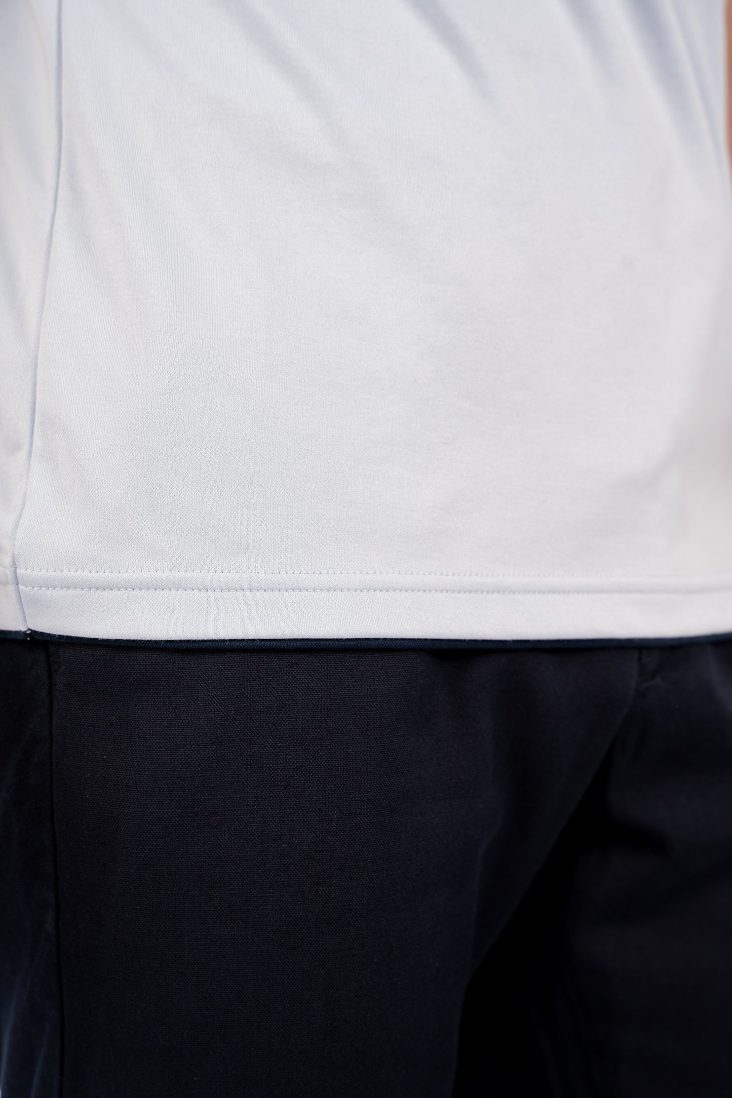 BLUE DOUBLE NECKLINE MERCERIZED TSHIRT