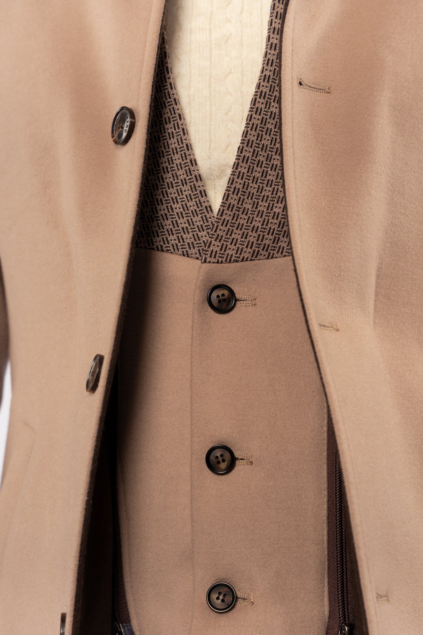 BEIGE SEMI CASUAL WOOL COAT