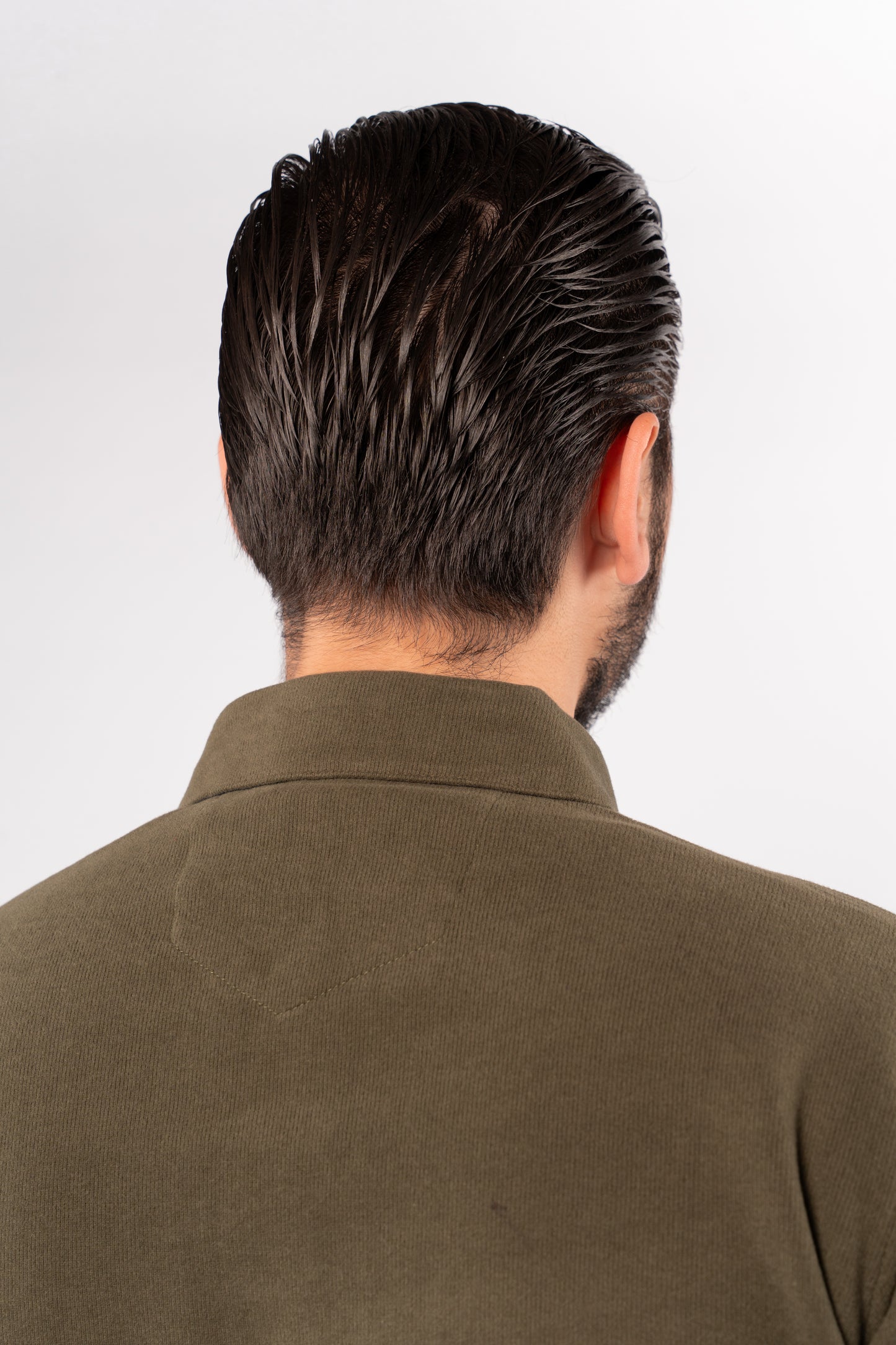 OLIVE BUTTON POLO SWEATER