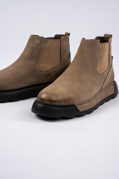 BEIGE CASUAL CHELSEA BOOTS