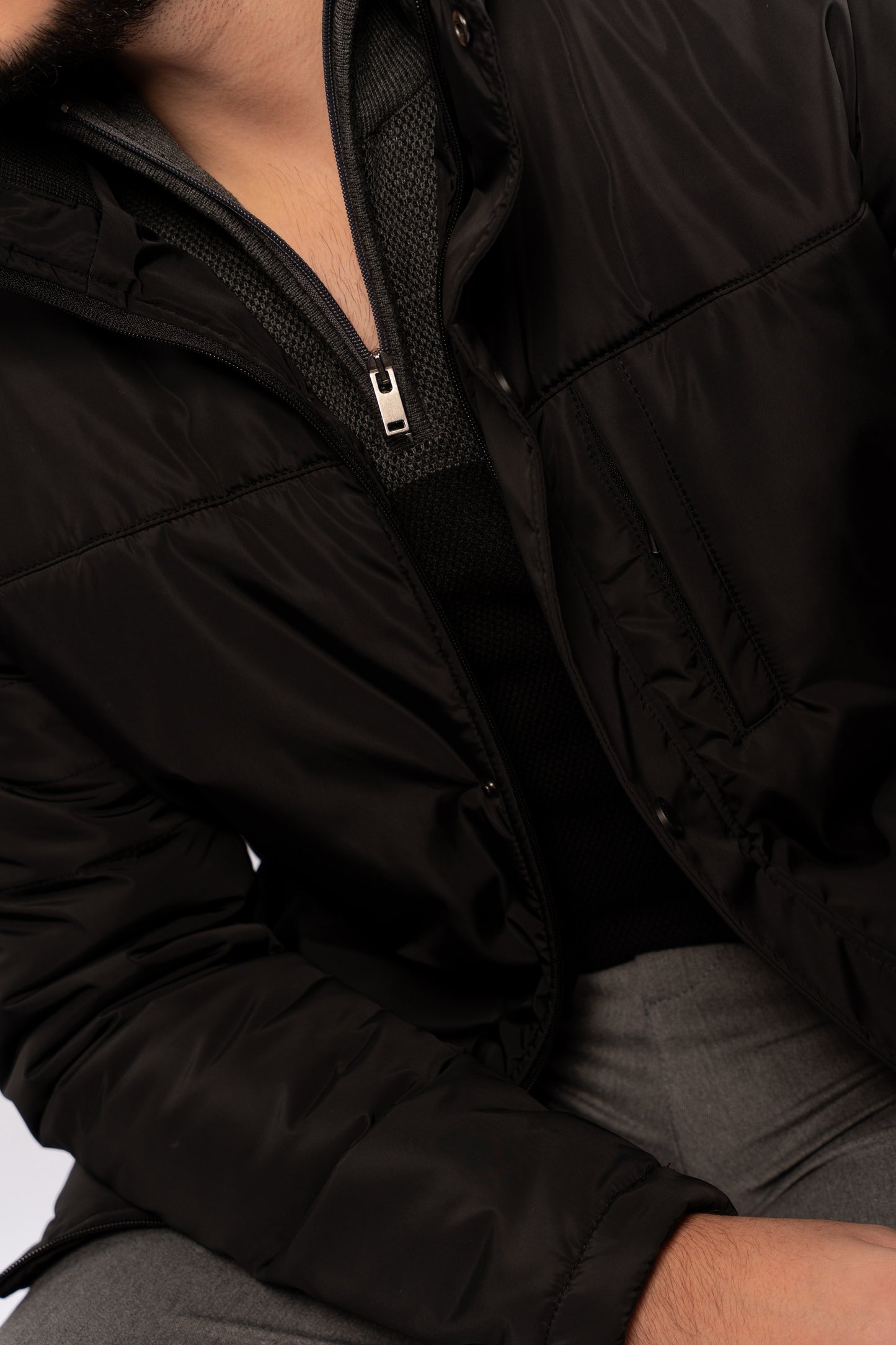 BLACK QUILTED JACKET