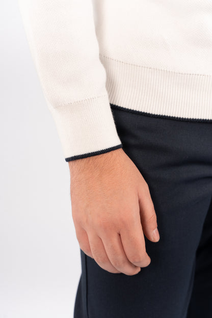 WHITE-NAVY LINE SWEATER
