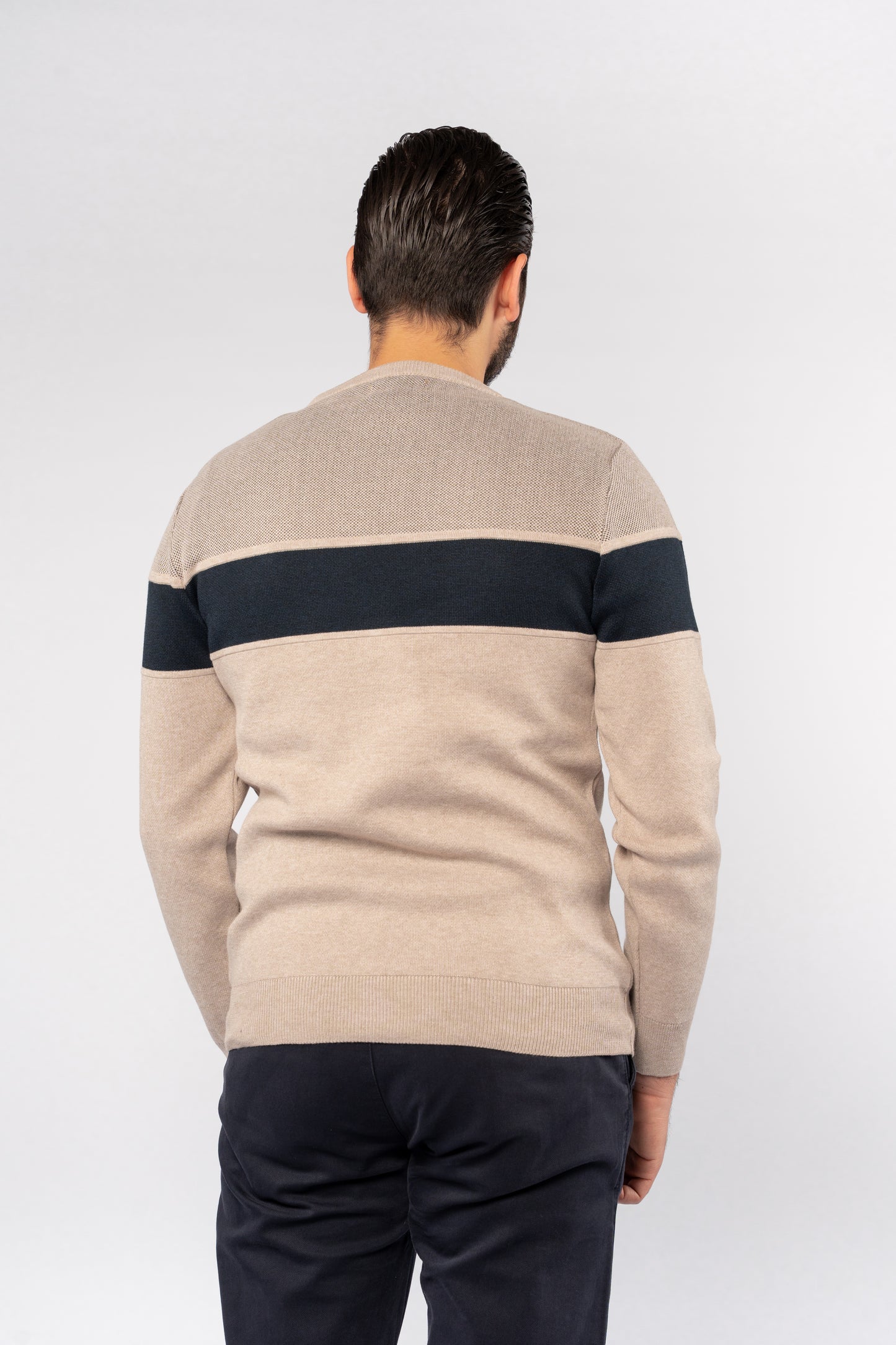 DARK BEIGE CASUAL KNITTED SWEATER