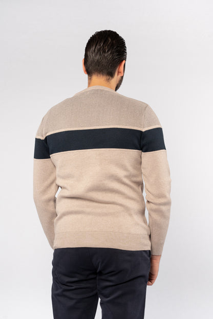 DARK BEIGE CASUAL KNITTED SWEATER