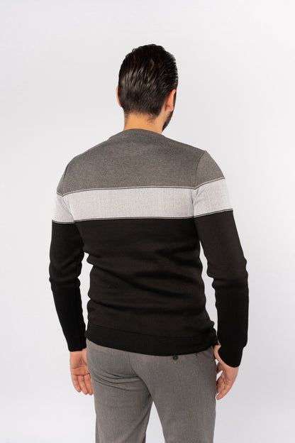 BLACK TRIO COLOR SWEATER