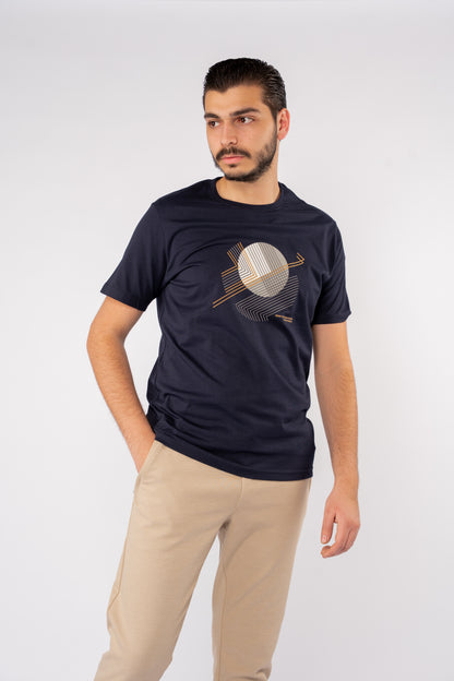 NAVY ABSTRACT PATTERN TSHIRT