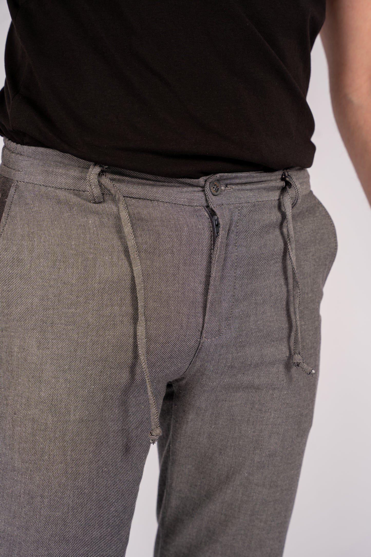 BLACK SEMI LINEN TROUSERS