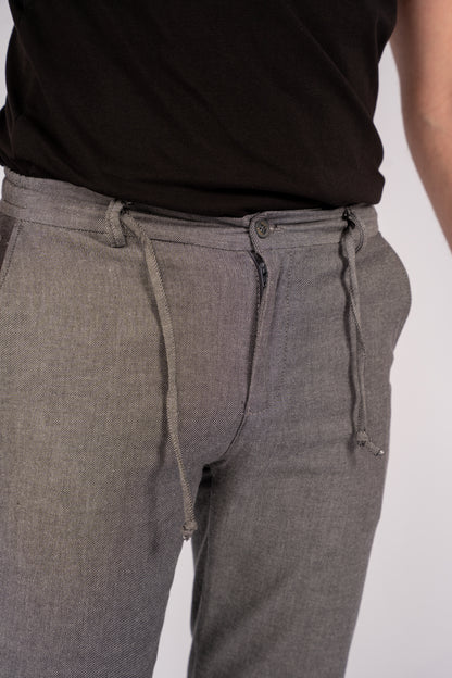BLACK SEMI LINEN TROUSERS