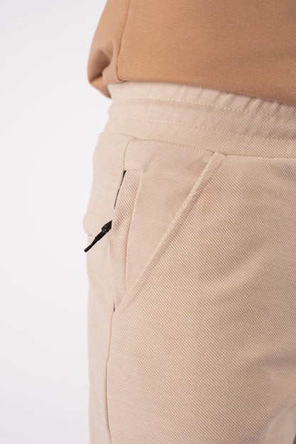BEIGE PIQUET COTTON SHORT