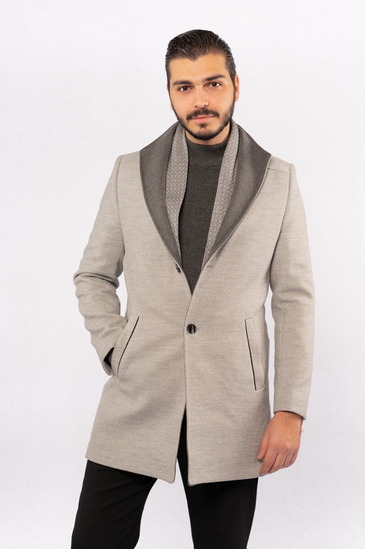 GREY SOPHISTICATED WOOL COAT