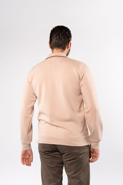 BEIGE POLO ZIPPER SWEATER