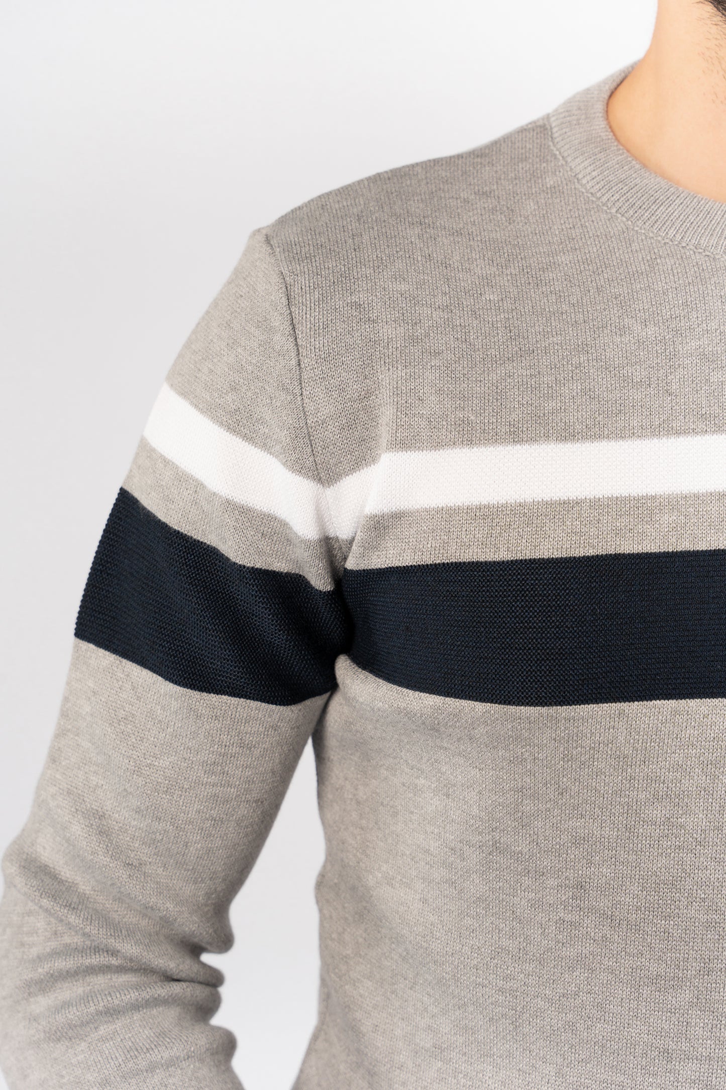 GREY DOUBLE LINE SWEATER