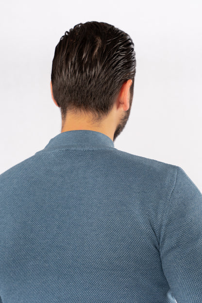 BLUE HIGHNECK SWEATER