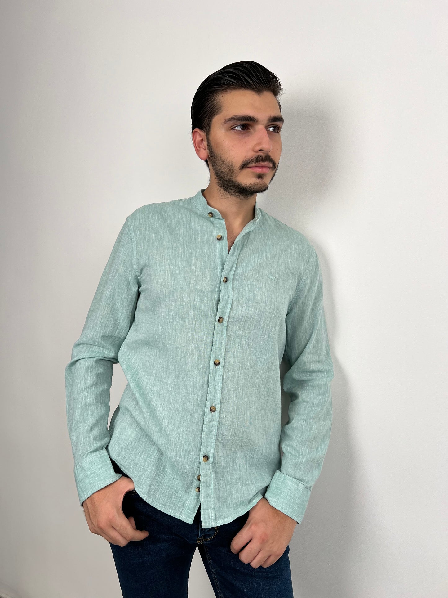 CHINESE LINEN SHIRT MINT