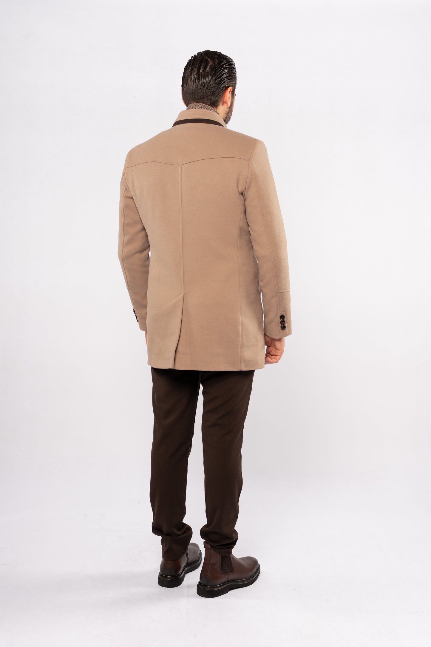 BEIGE SEMI CASUAL WOOL COAT