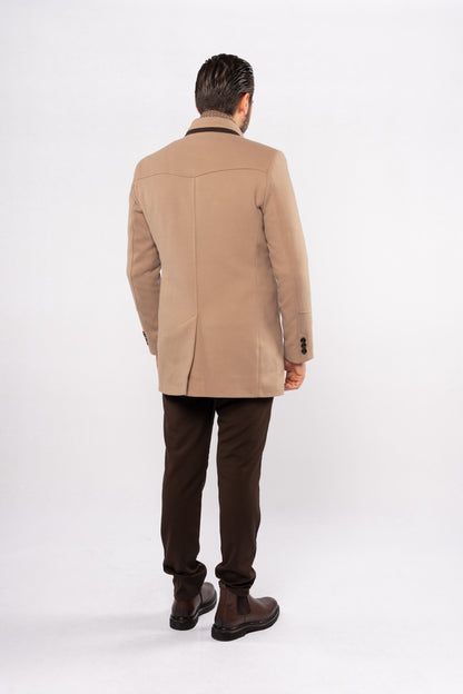 BEIGE SEMI CASUAL WOOL COAT