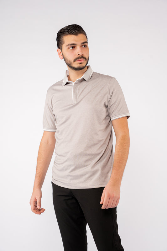 GREY ZIPPER POLO