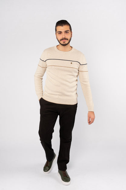BEIGE-DARK BEIGE LINE SWEATER